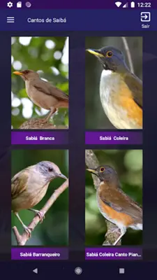 Cantos de Sabiás android App screenshot 6